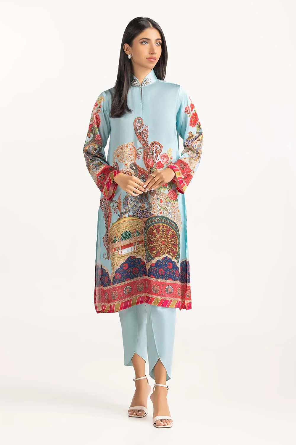 Printed Silk Embellished Kurti - Image 2