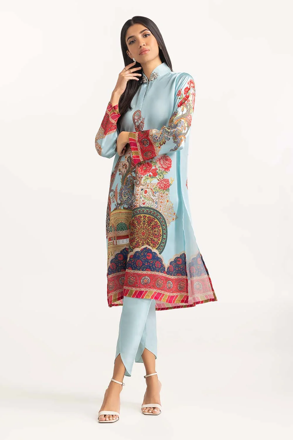 Printed Silk Embellished Kurti - Image 3