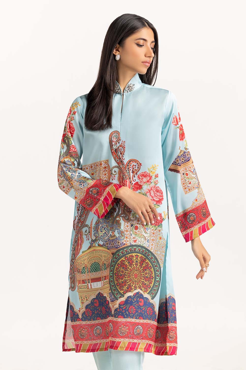 Printed Silk Embellished Kurti - Image 5