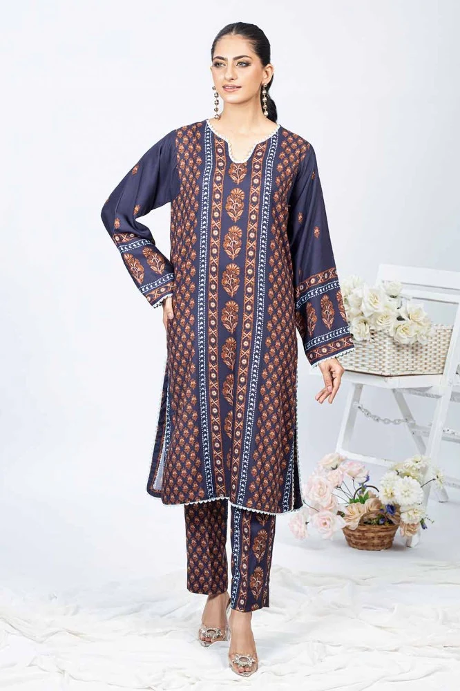 Printed Twill Linen Unstitched Shirt - Image 2