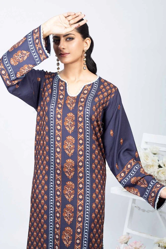 Printed Twill Linen Unstitched Shirt - Image 4