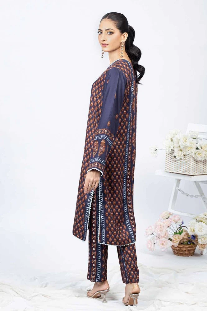 Printed Twill Linen Unstitched Shirt - Image 5