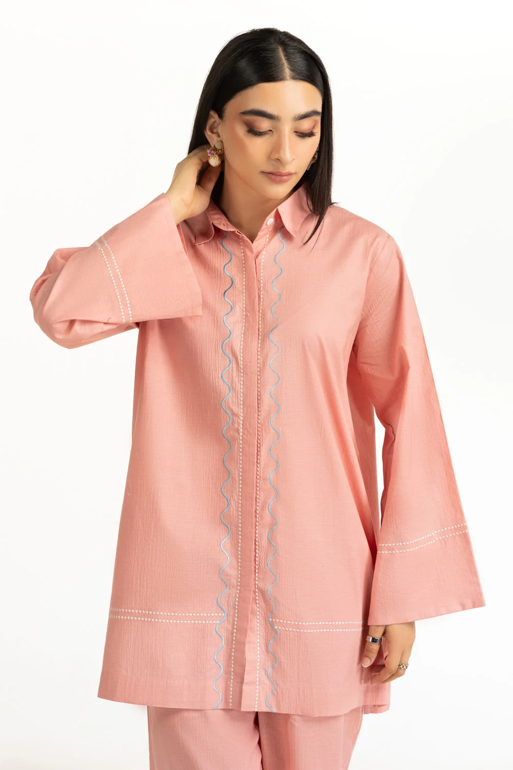 Ripple Crinkle Embroidered Co-Ord Set - Image 2