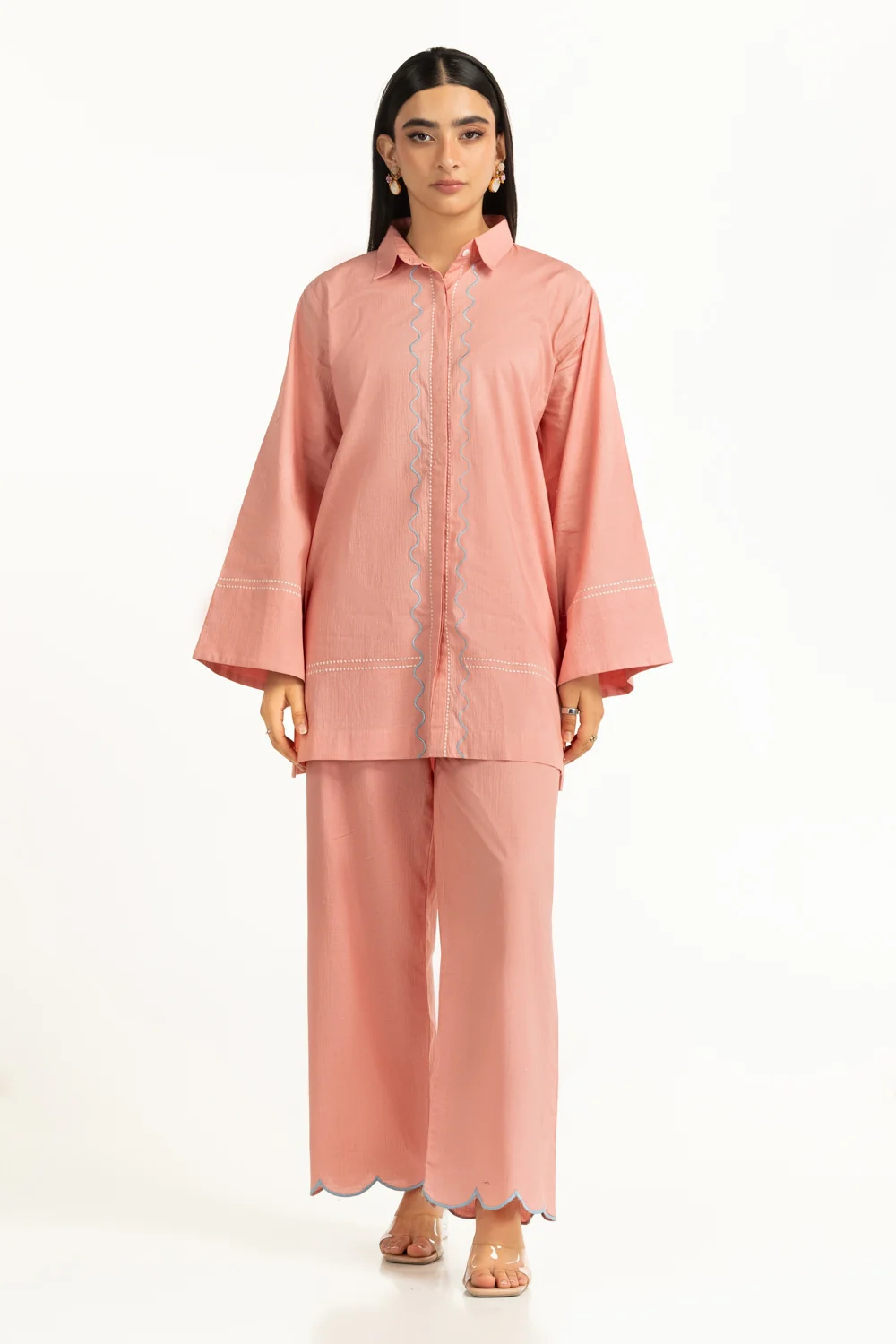 Ripple Crinkle Embroidered Co-Ord Set - Image 4