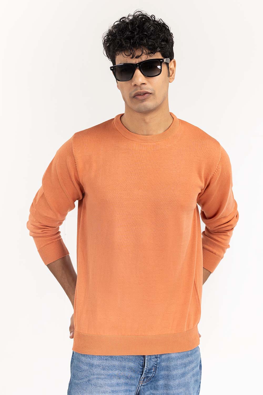 Rust Basic Crew Neck Sweater - Image 3
