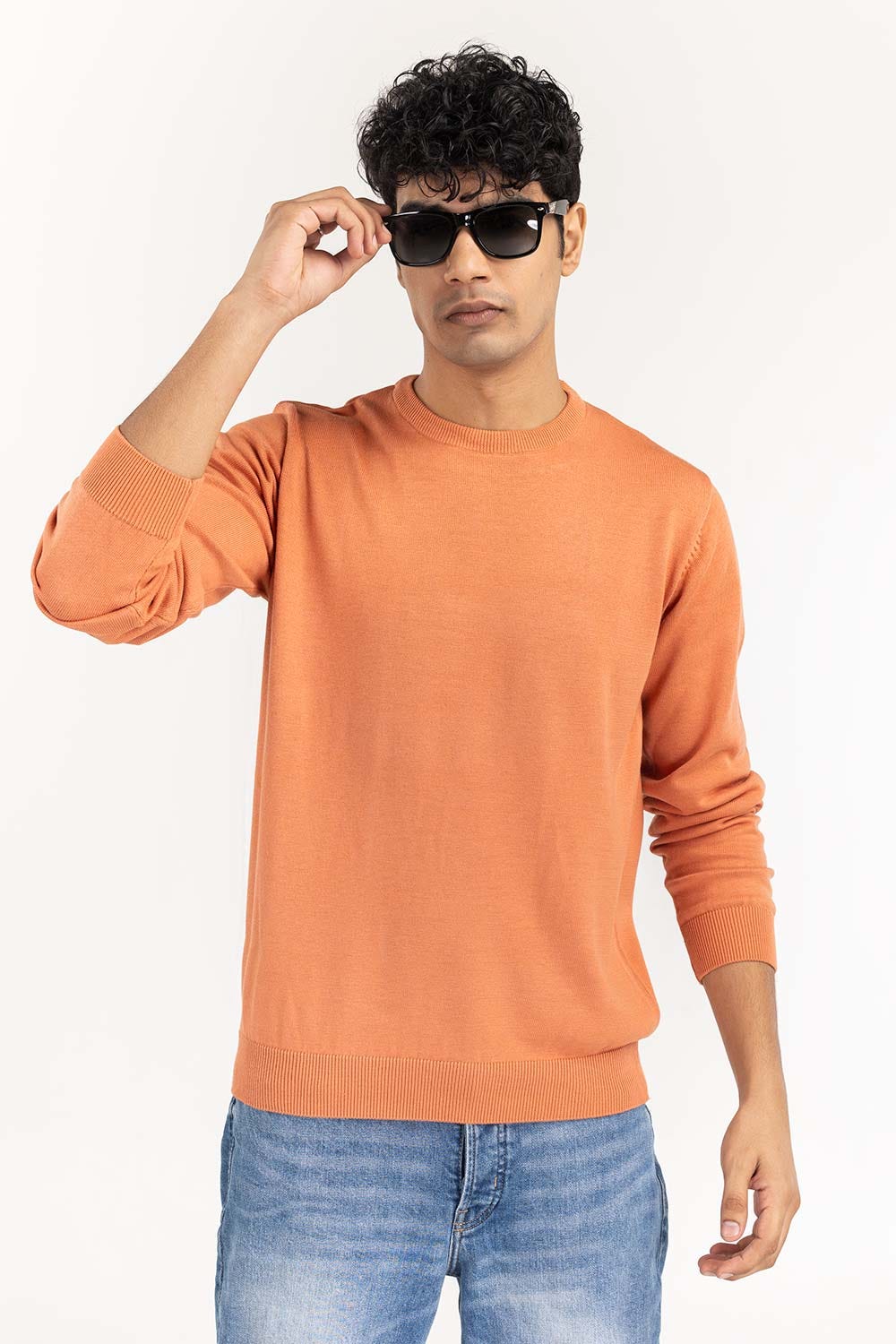 Rust Basic Crew Neck Sweater - Image 4