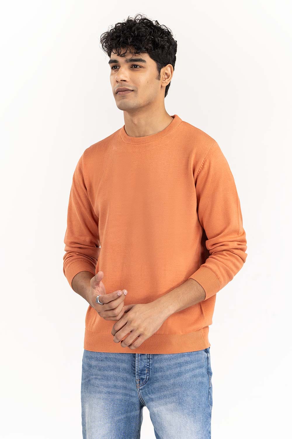Rust Basic Crew Neck Sweater - Image 6