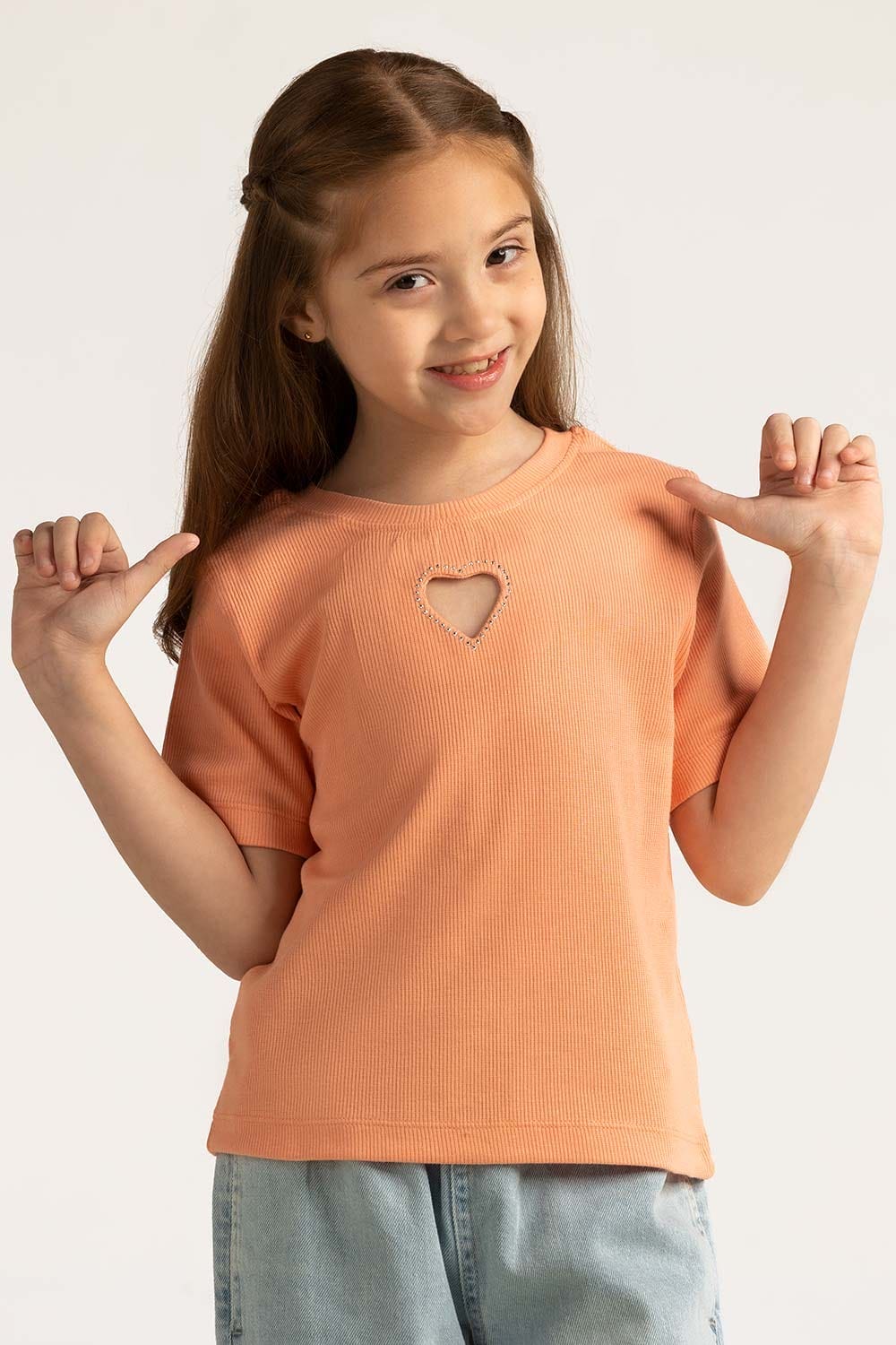 Salmon Junior Girl Knit Printed Tee - Image 2