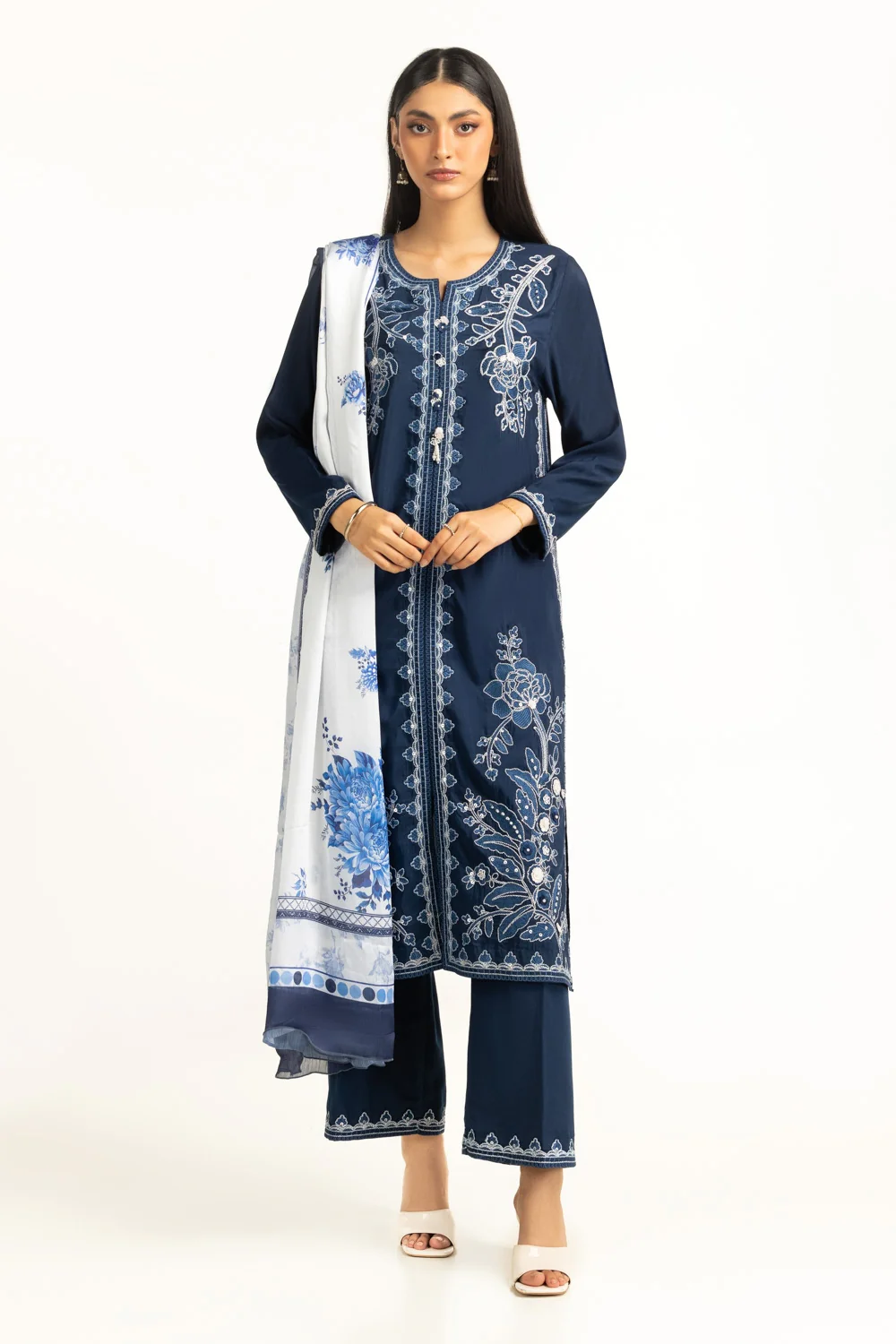 Satin Crinkle Printed Dupatta - Image 2