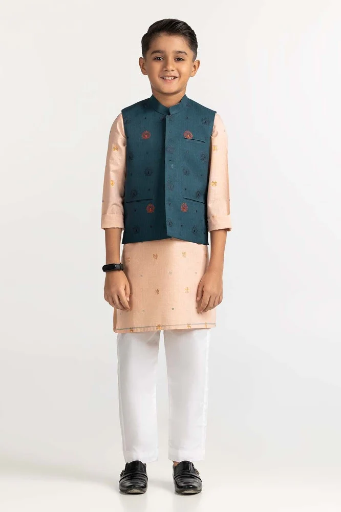 Sea Green Embroidered Waist Coat KWC-PD23-010 - Image 4