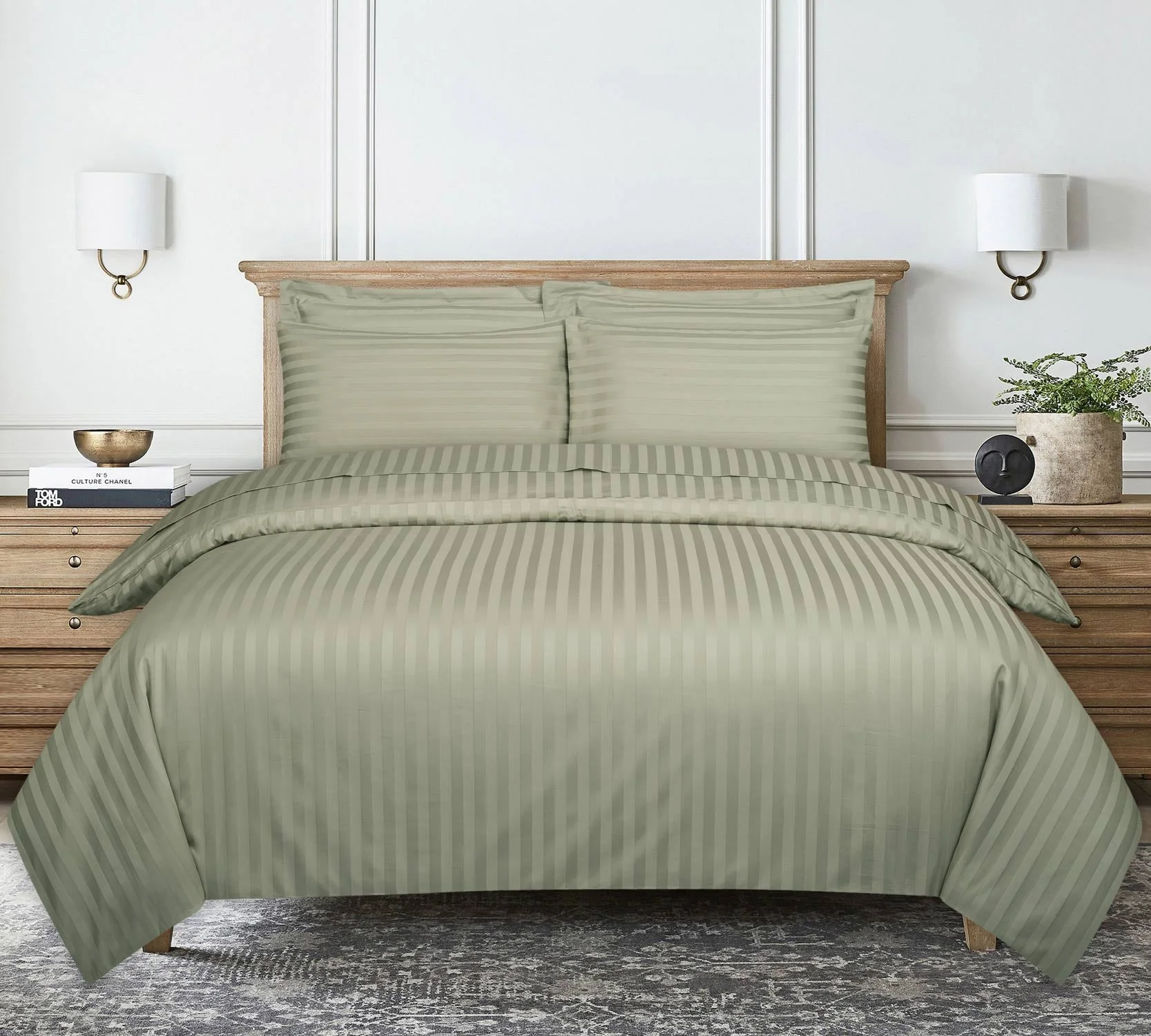 Seacrest Stripe Satin T-250 Quilt Cover Set - Image 2