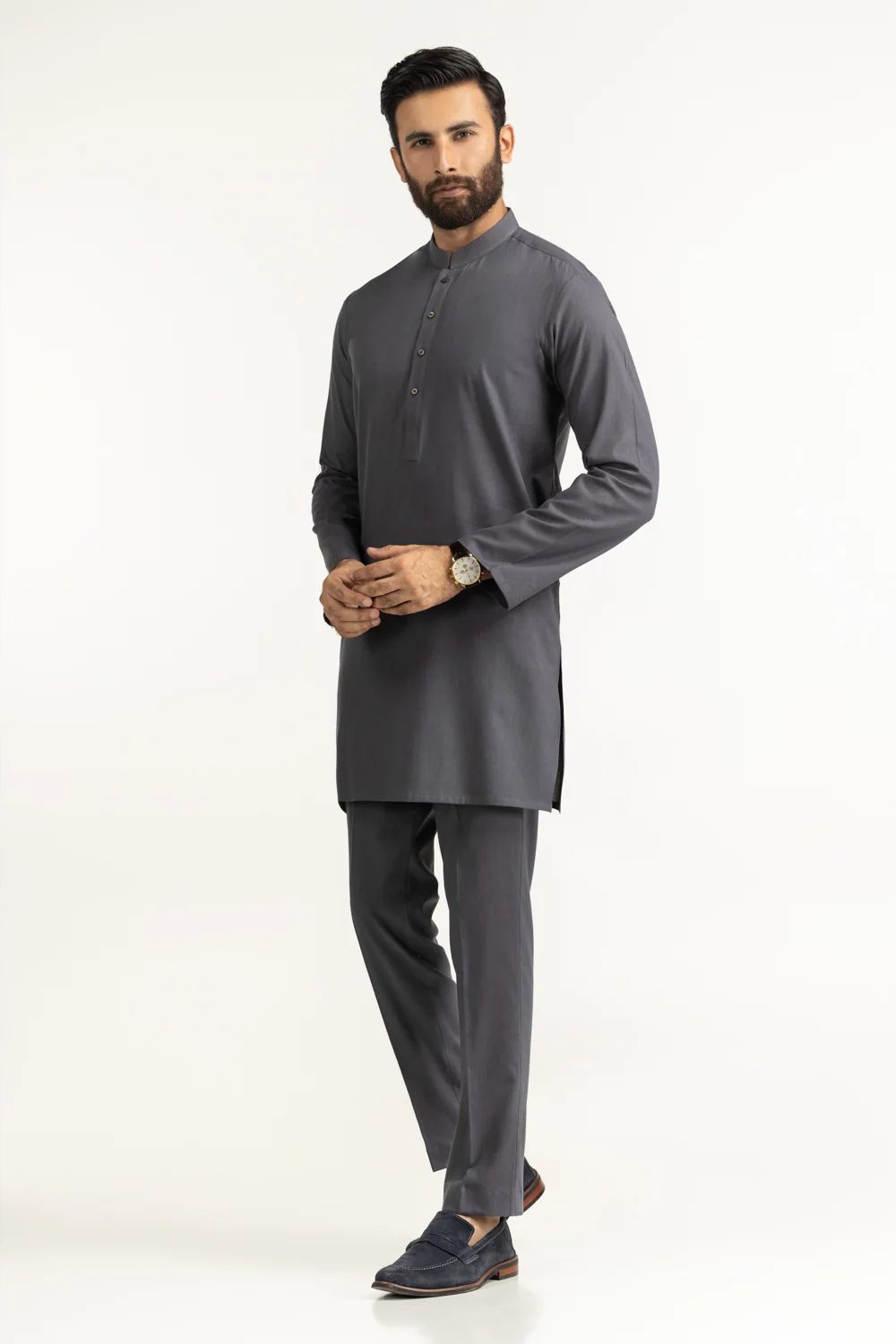 Short Length Kameez with Slim Straight Trouser Suit - Image 4