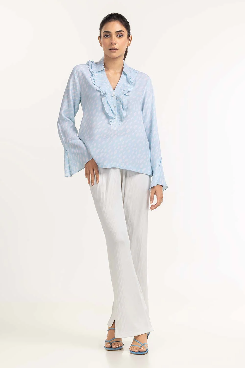 Sky Blue Woven Blouse - Image 3
