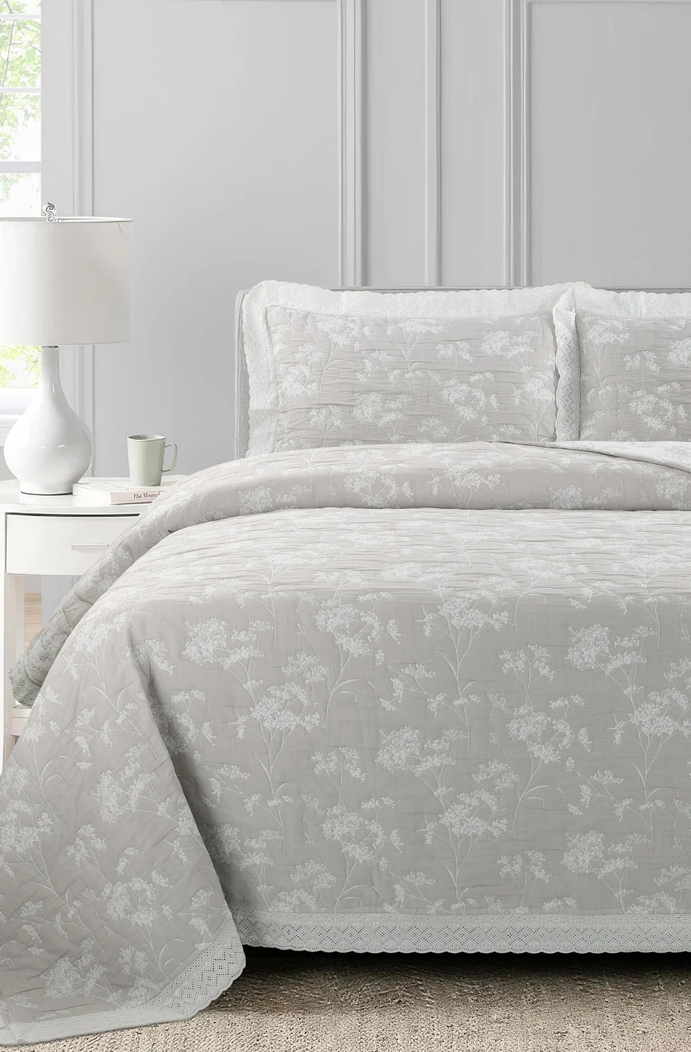 Soft Lilac Multi Layer Jacquard Bed Spread Set
