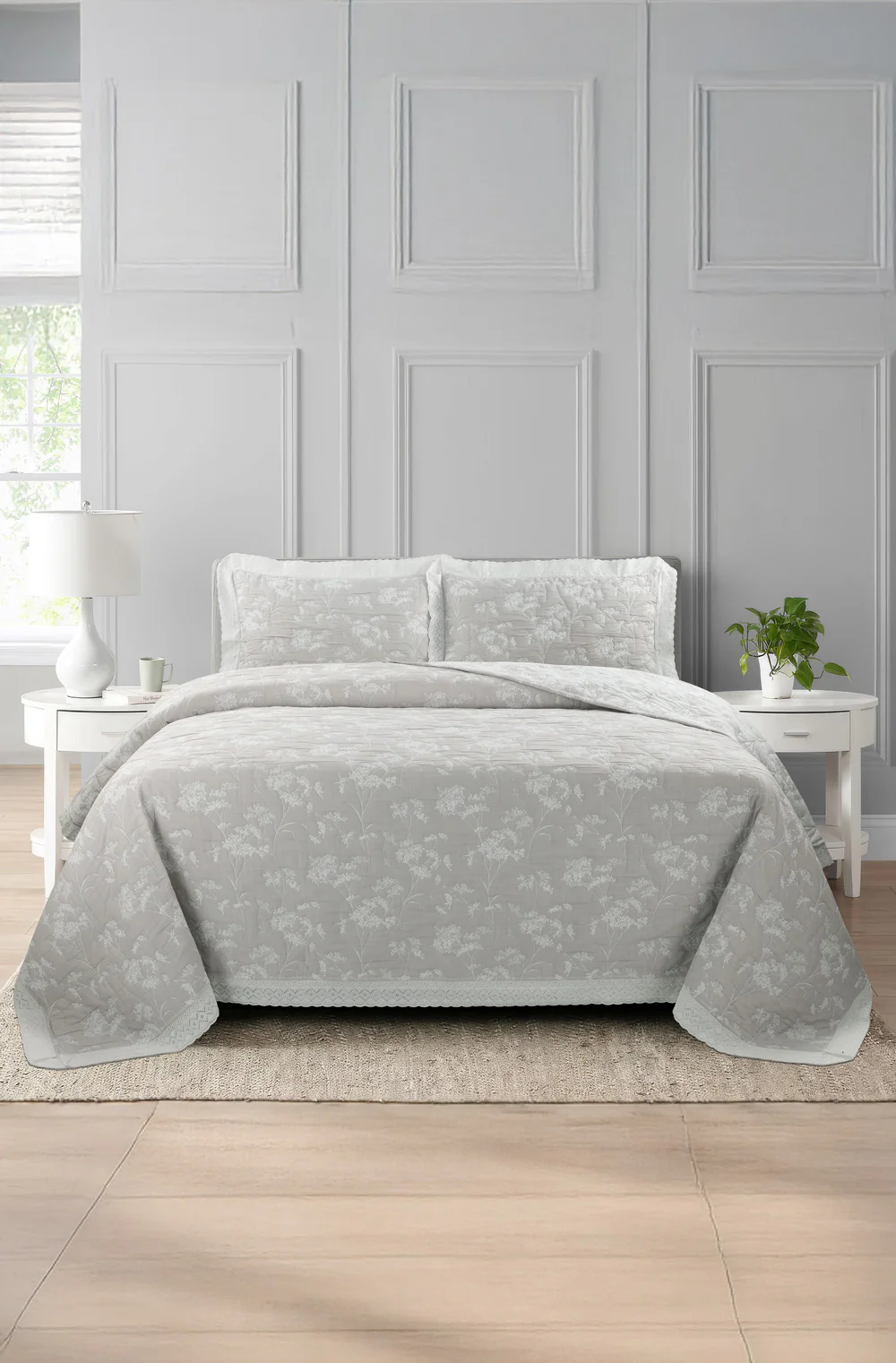 Soft Lilac Multi Layer Jacquard Bed Spread Set - Image 2