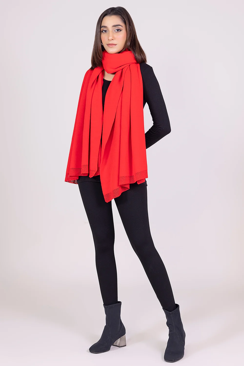 Solid Knitted Shawl - Image 3
