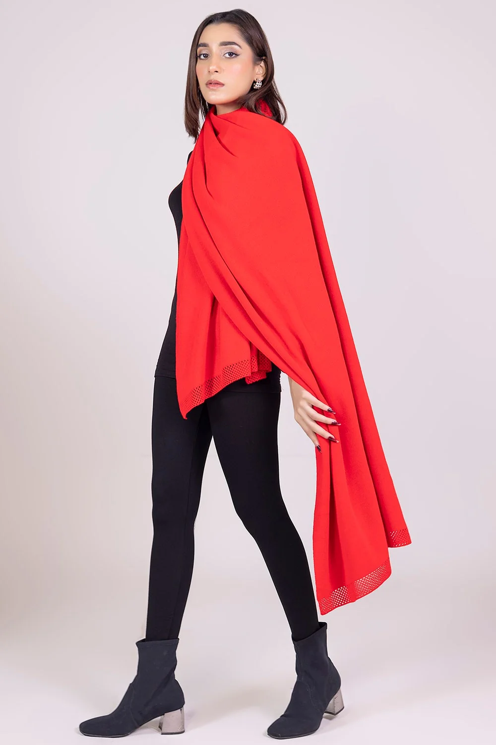 Solid Knitted Shawl - Image 5