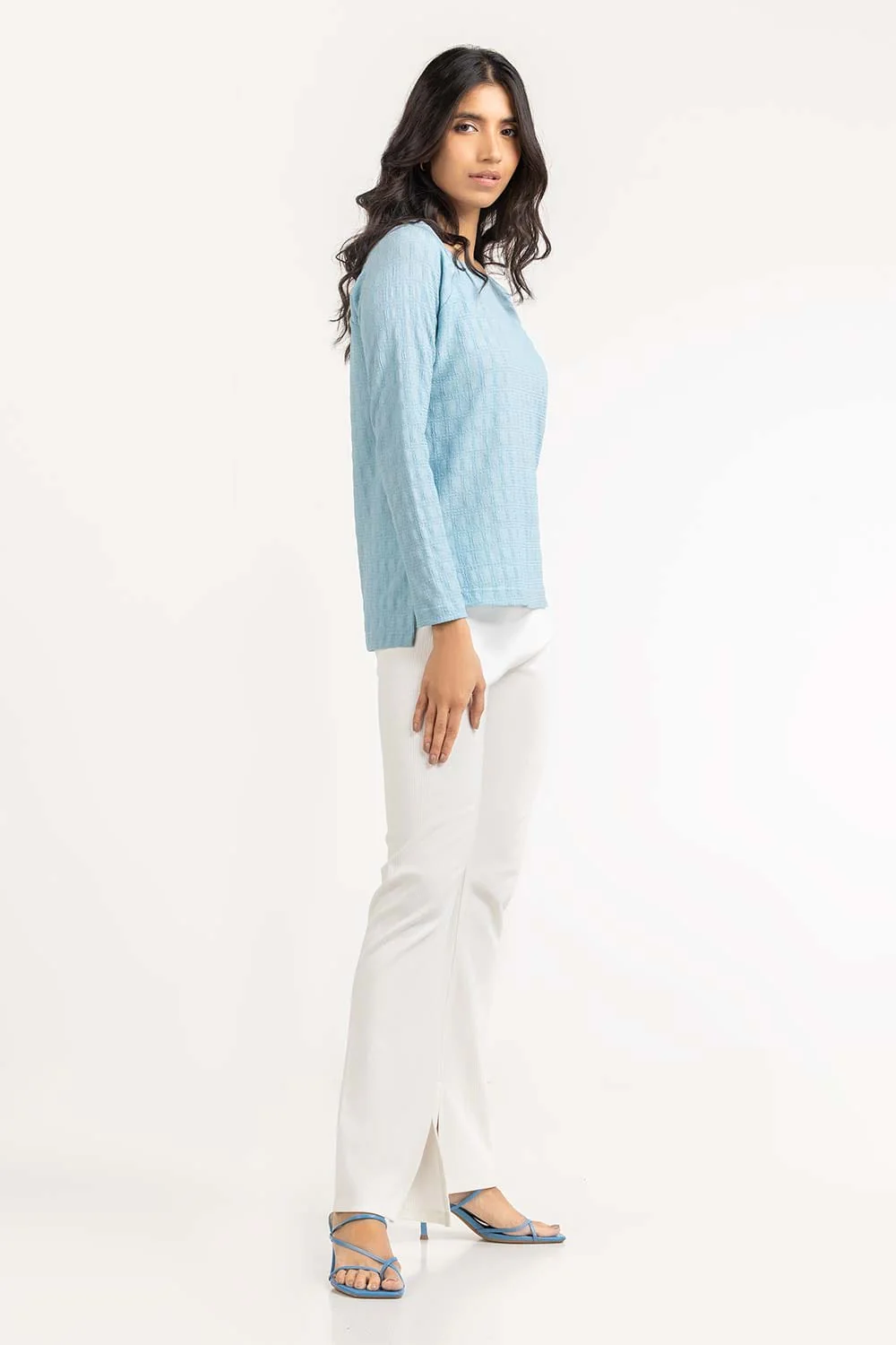 Square Neck Top With Textured Fabric - Image 4