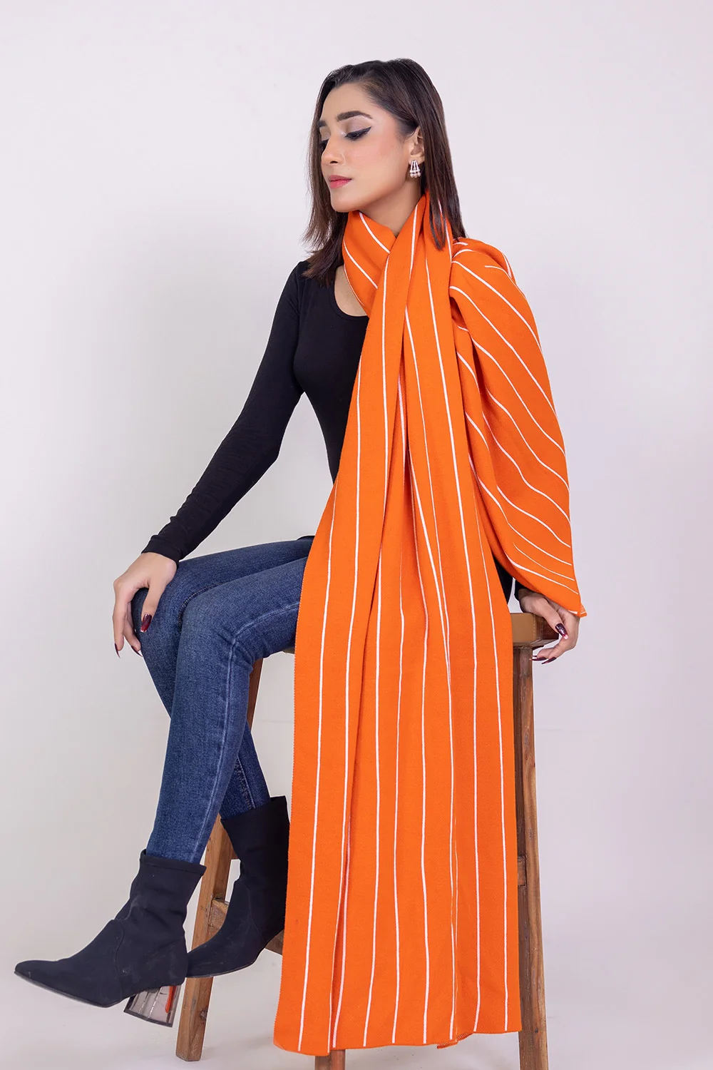 Striped Jacquard Shawl - Image 3