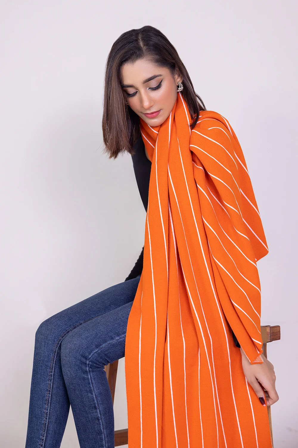 Striped Jacquard Shawl - Image 4