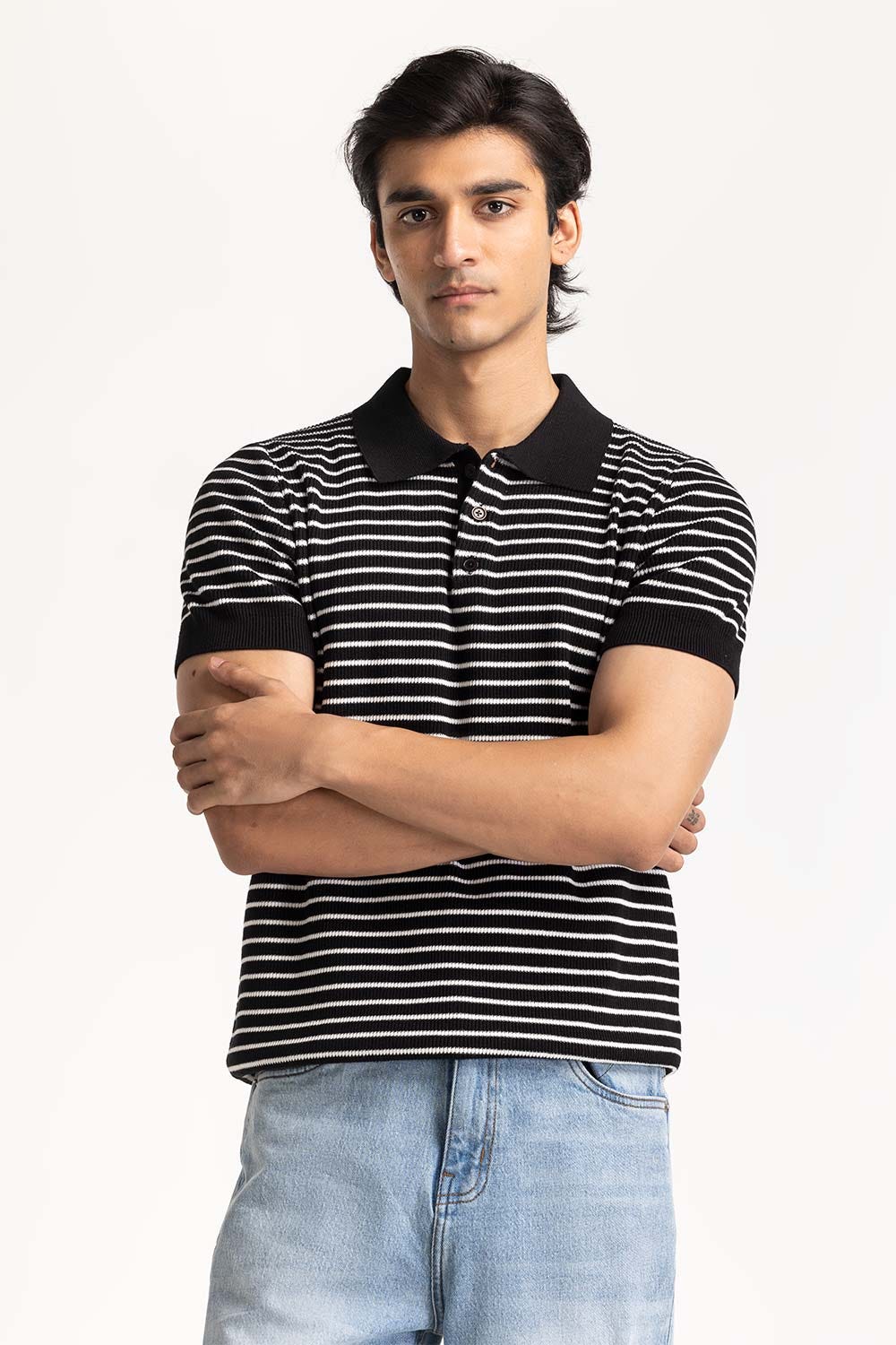 Striped Knit Polo - Image 3