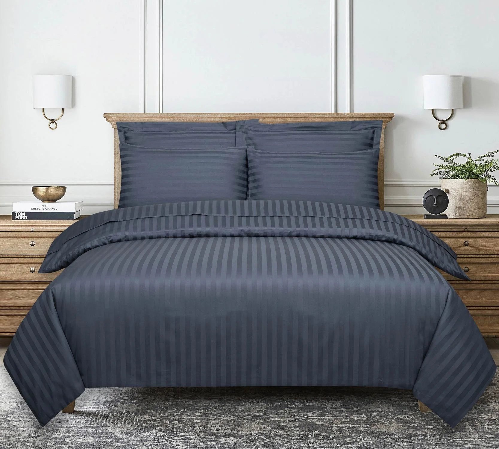 Stromy Stripe Satin T-250 Quilt Cover Set - Image 4