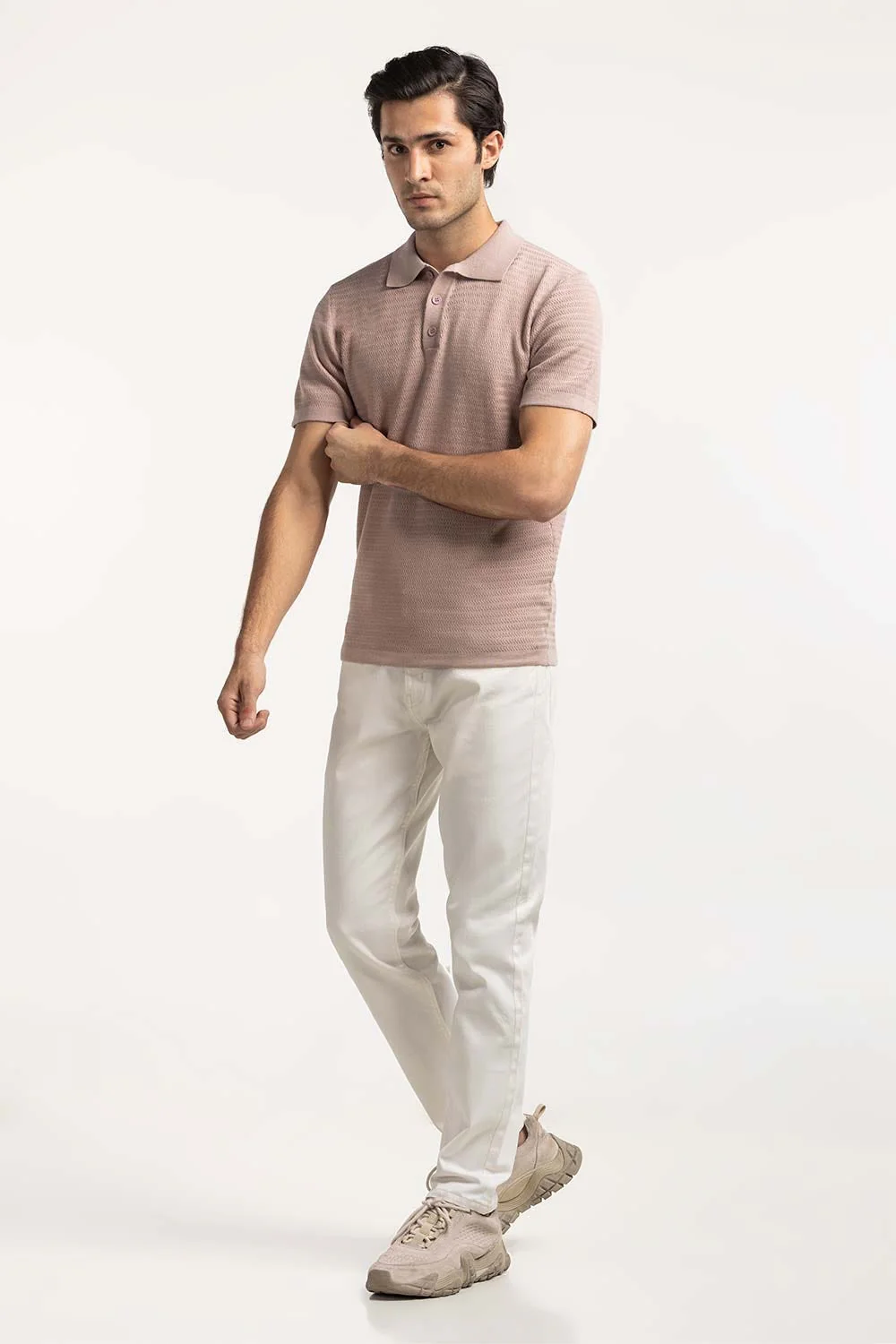 Sweater Knit Textured Polo - Image 4