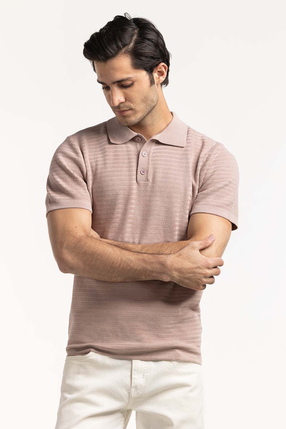 Sweater Knit Textured Polo - Image 5