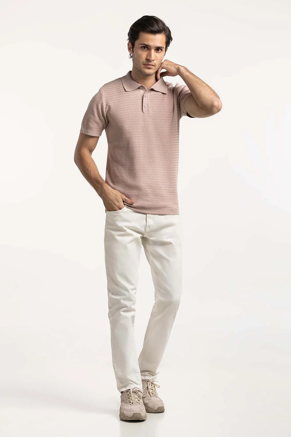 Sweater Knit Textured Polo - Image 6