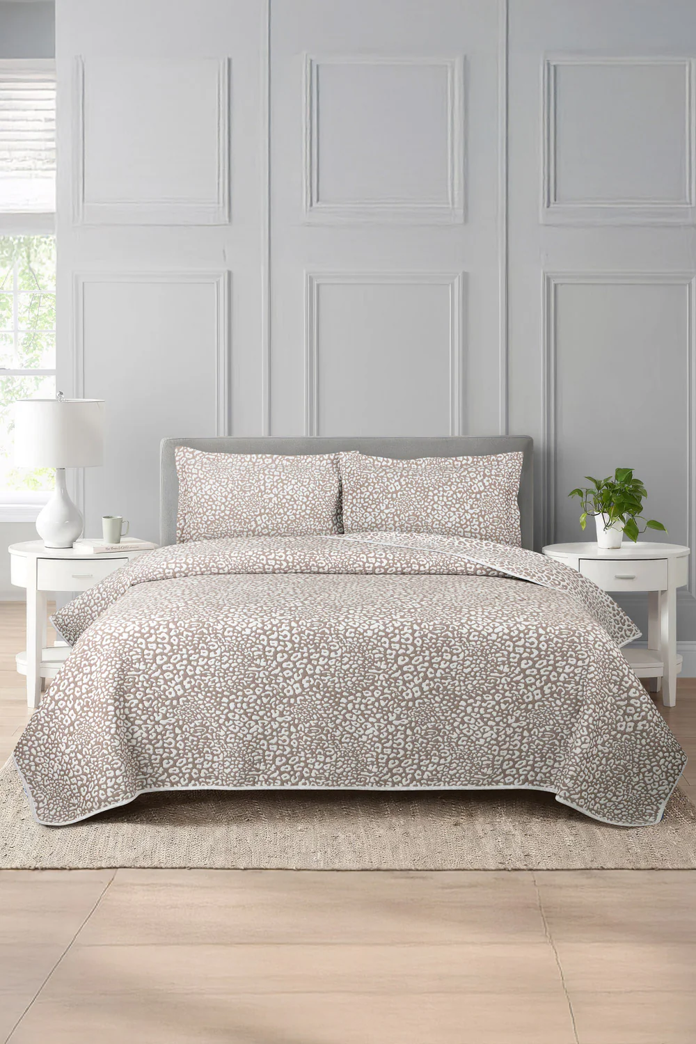 Tan Multi Layer Jacquard Bed Spread Set - Image 2