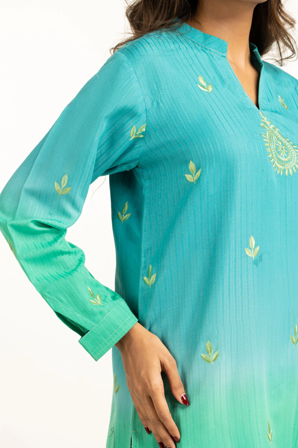 Textured Dobby Printed With Embroidered Co-Ord Set - Image 2