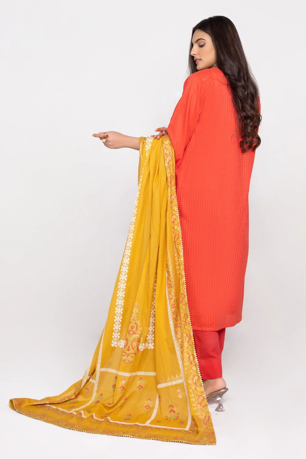 The Loom Shirt And Trouser With Block Print Dupatta - Image 5
