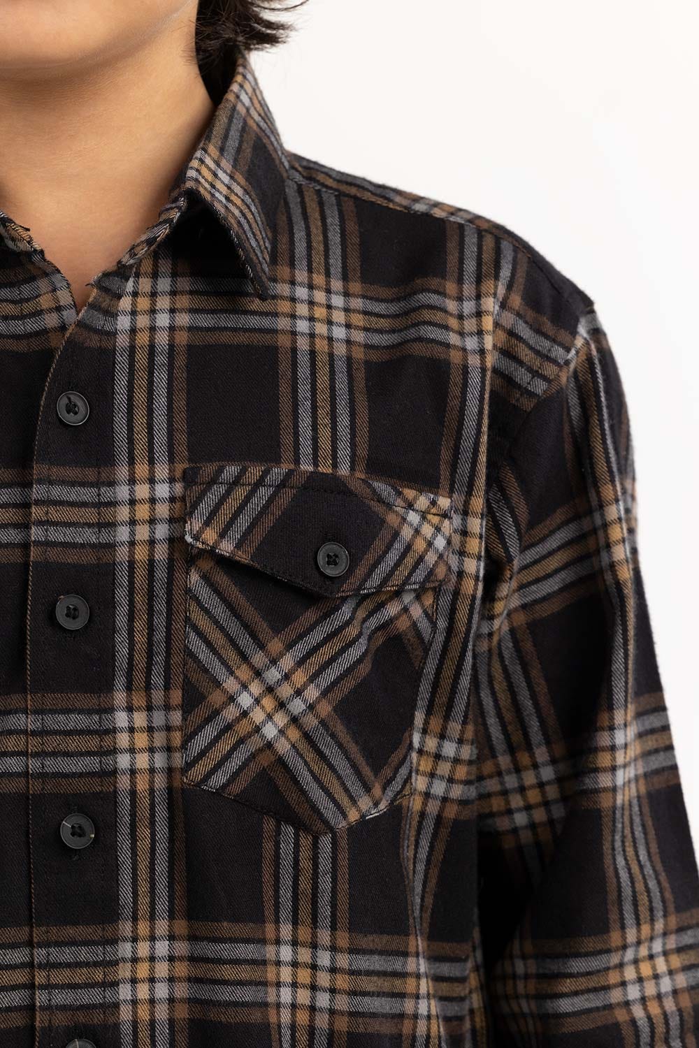 Toddler Boy Black Silver Checkered Casual Shirt - Image 3