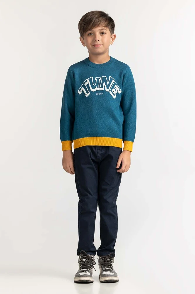 Toddler Boy Blue Basic Sweater - Image 4