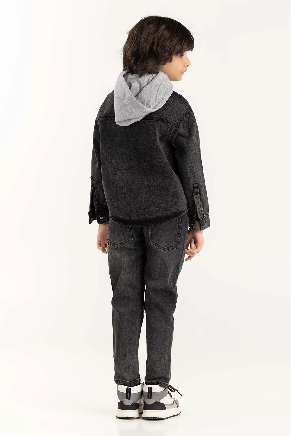 Toddler Boy Charcoal Overshirt With Removable Hood
