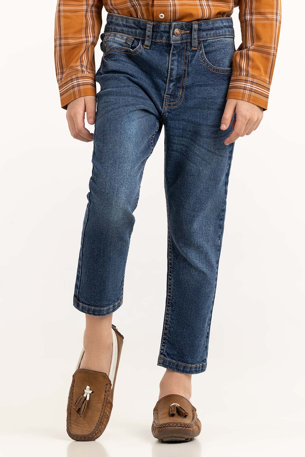 Toddler Boy Dark Blue Jeans - Image 3