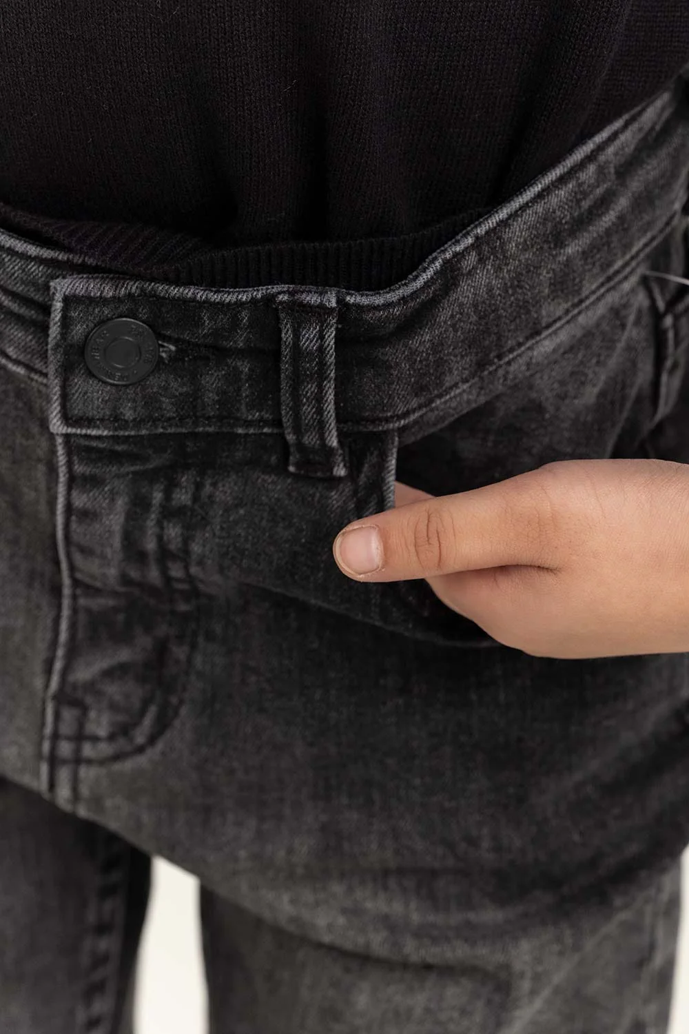 Toddler Boy Dark Grey Five Pocket Jeans - Image 4