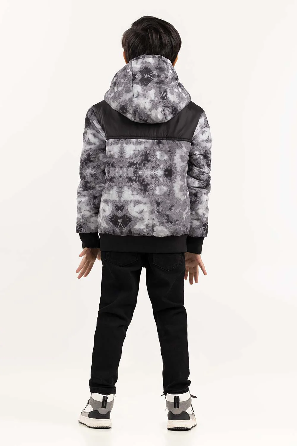 Toddler Boy Light Grey Puffer Hooded Jacket - Image 5
