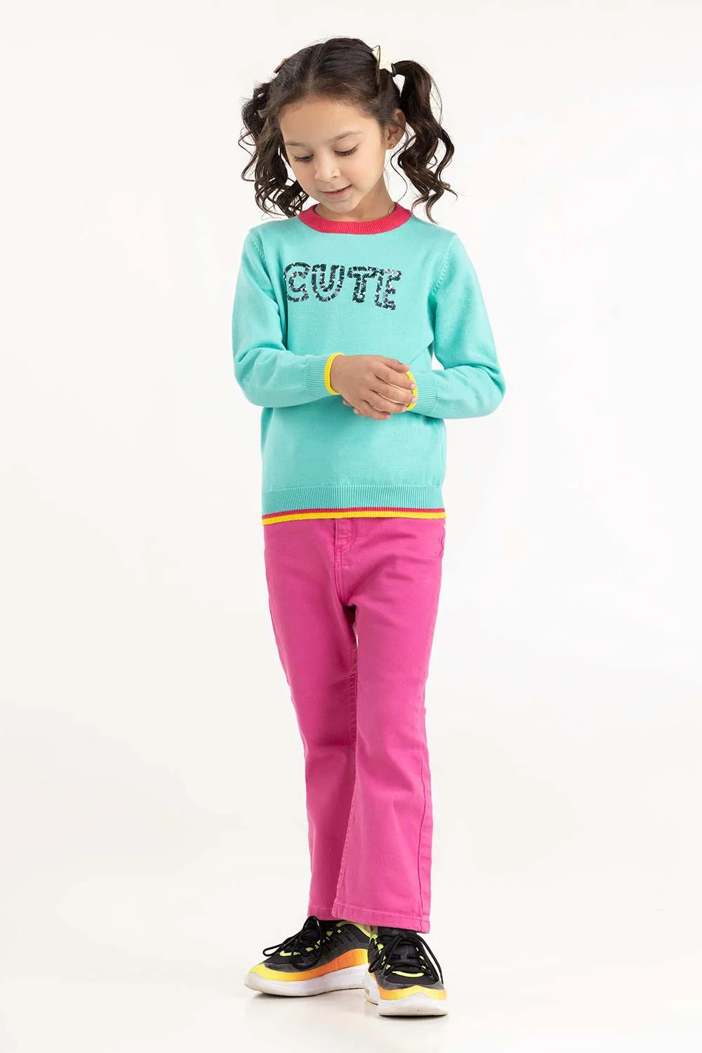 Toddler Girl Aqua Knit Sweater - Image 5