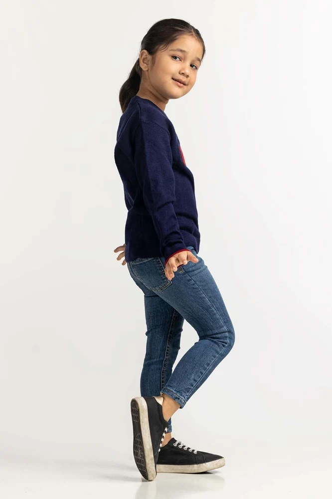 Toddler Girl Blue Basic Sweater - Image 5