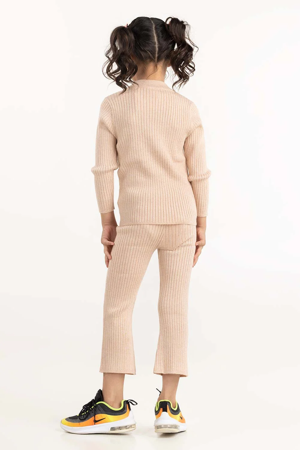 Toddler Girl Brown Ribbed Sweater With Turtle Neck - Image 5