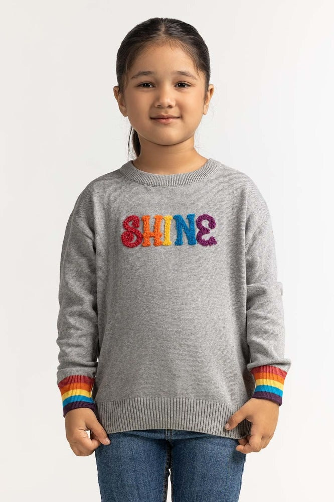 Toddler Girl Grey Basic Sweater - Image 6