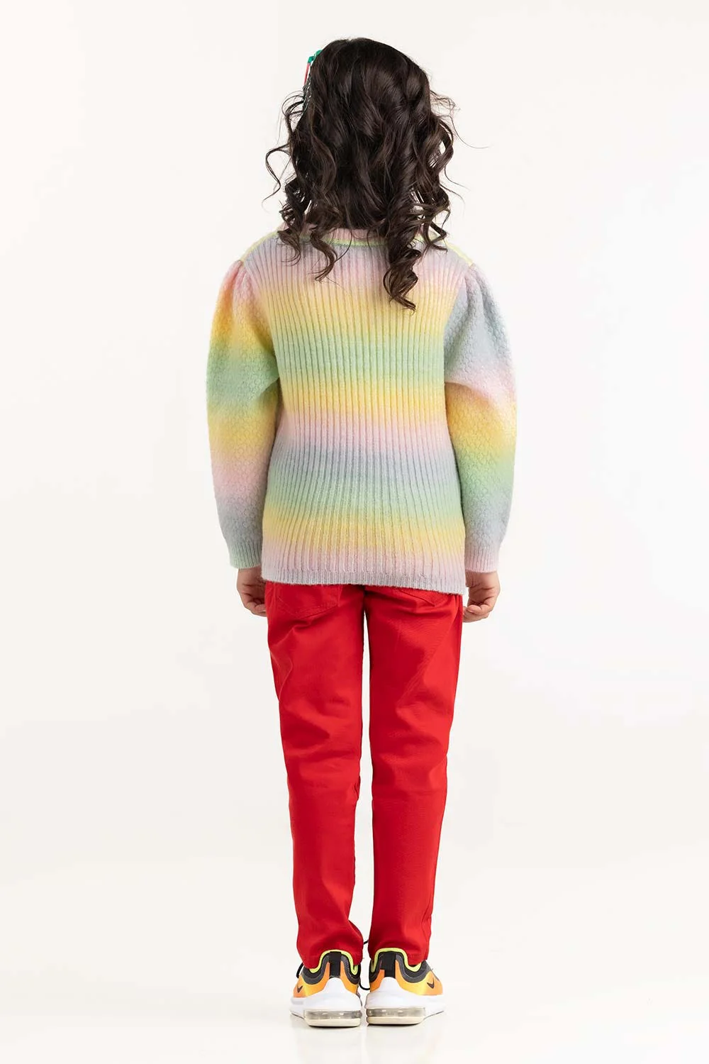 Toddler Girl Multi-Colored Knit Sweater With Crew Neck - Image 5