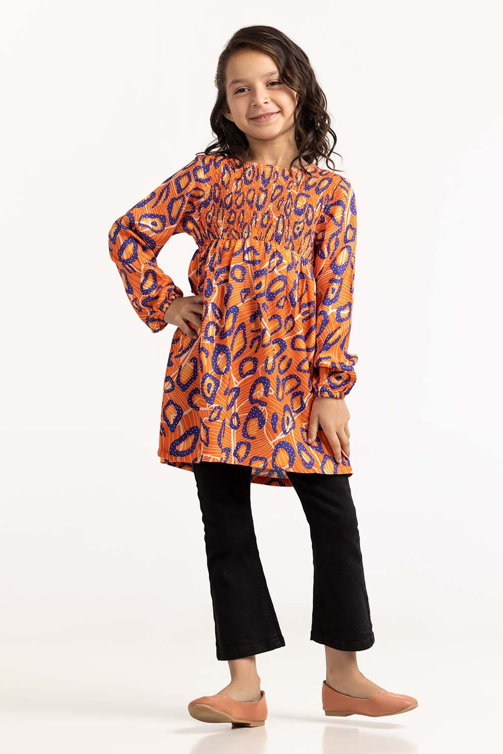 Toddler Girl Orange Blouse - Image 5