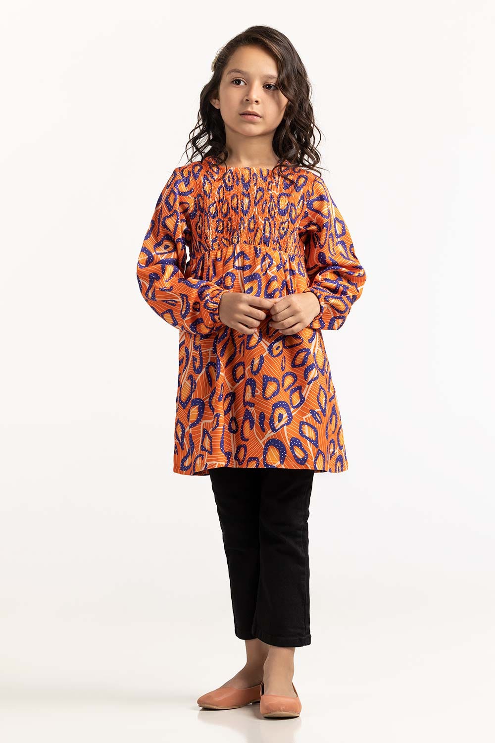 Toddler Girl Orange Blouse - Image 6
