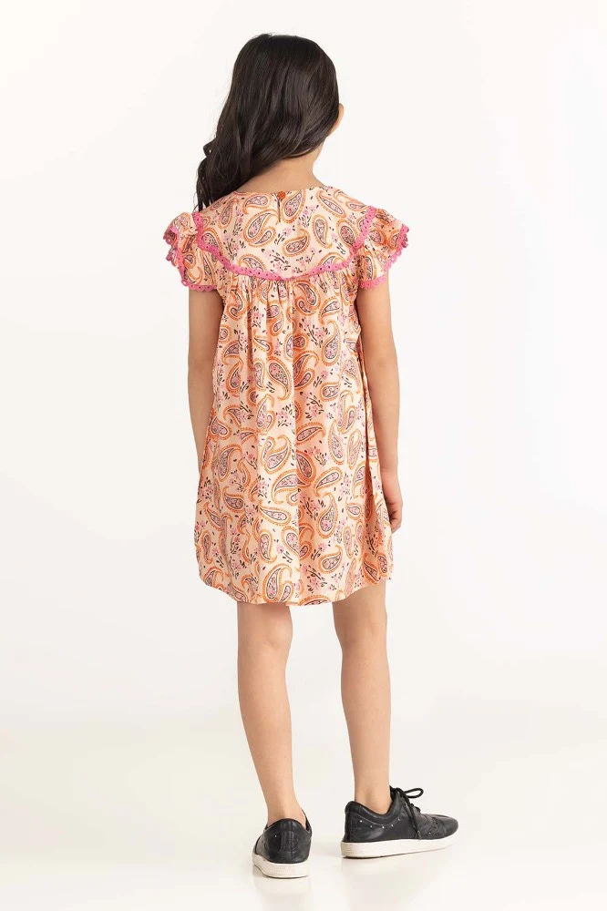 Toddler Girl Peach Dress - Image 5