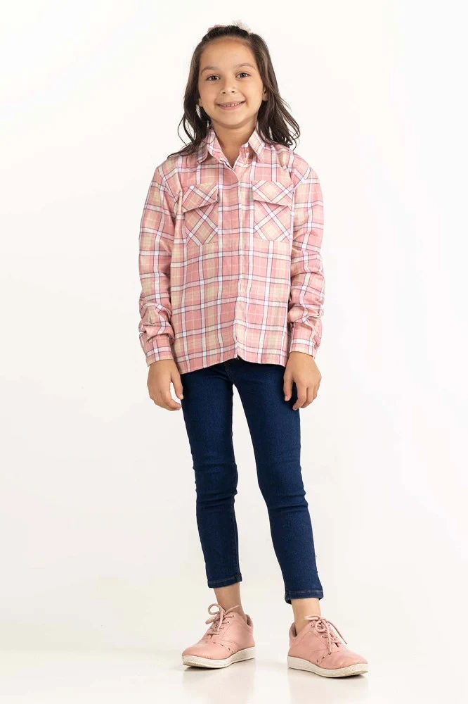 Toddler Girl Pink and White Casual Shirt - Image 3