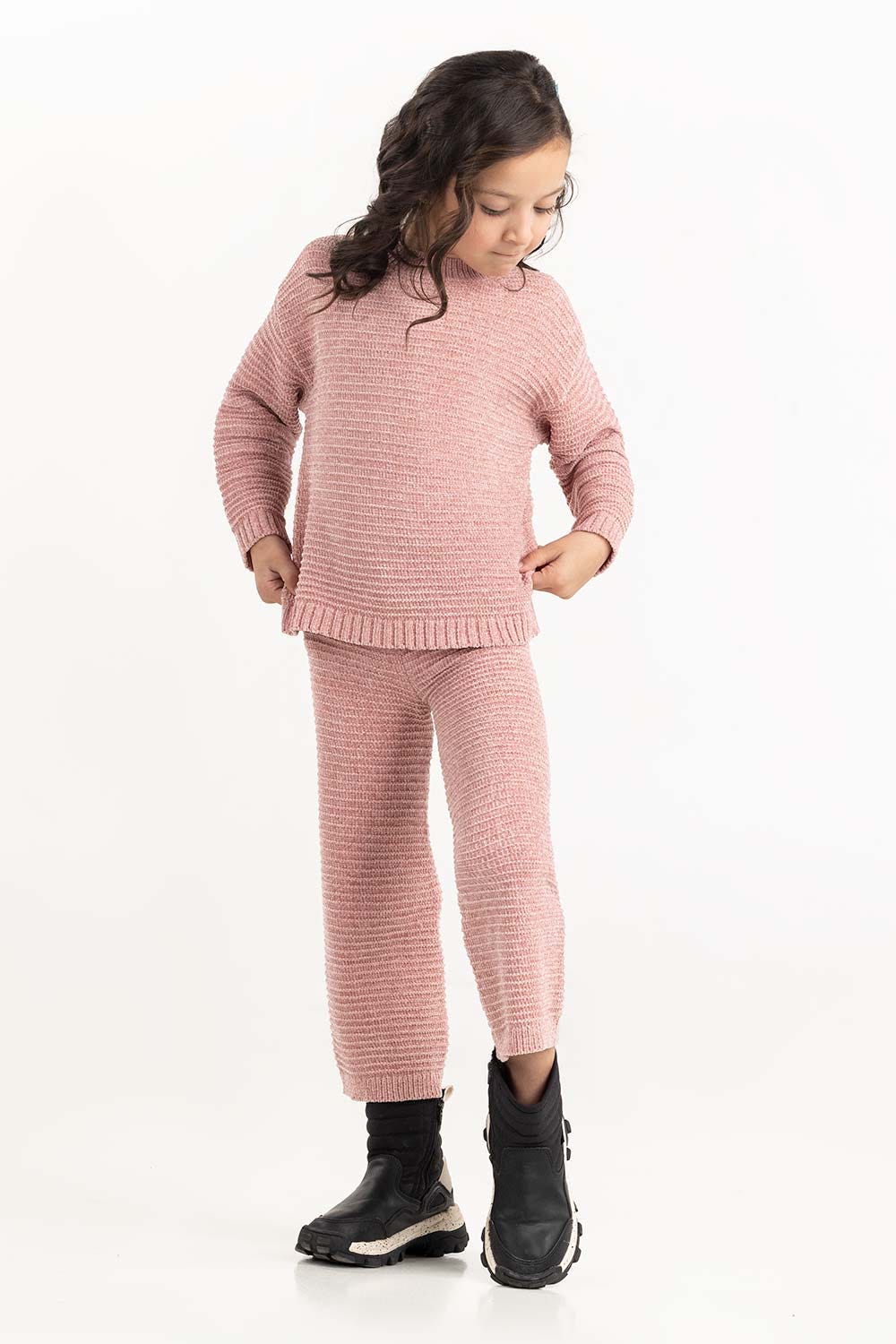 Toddler Girl Pink Knit Sweater - Image 3