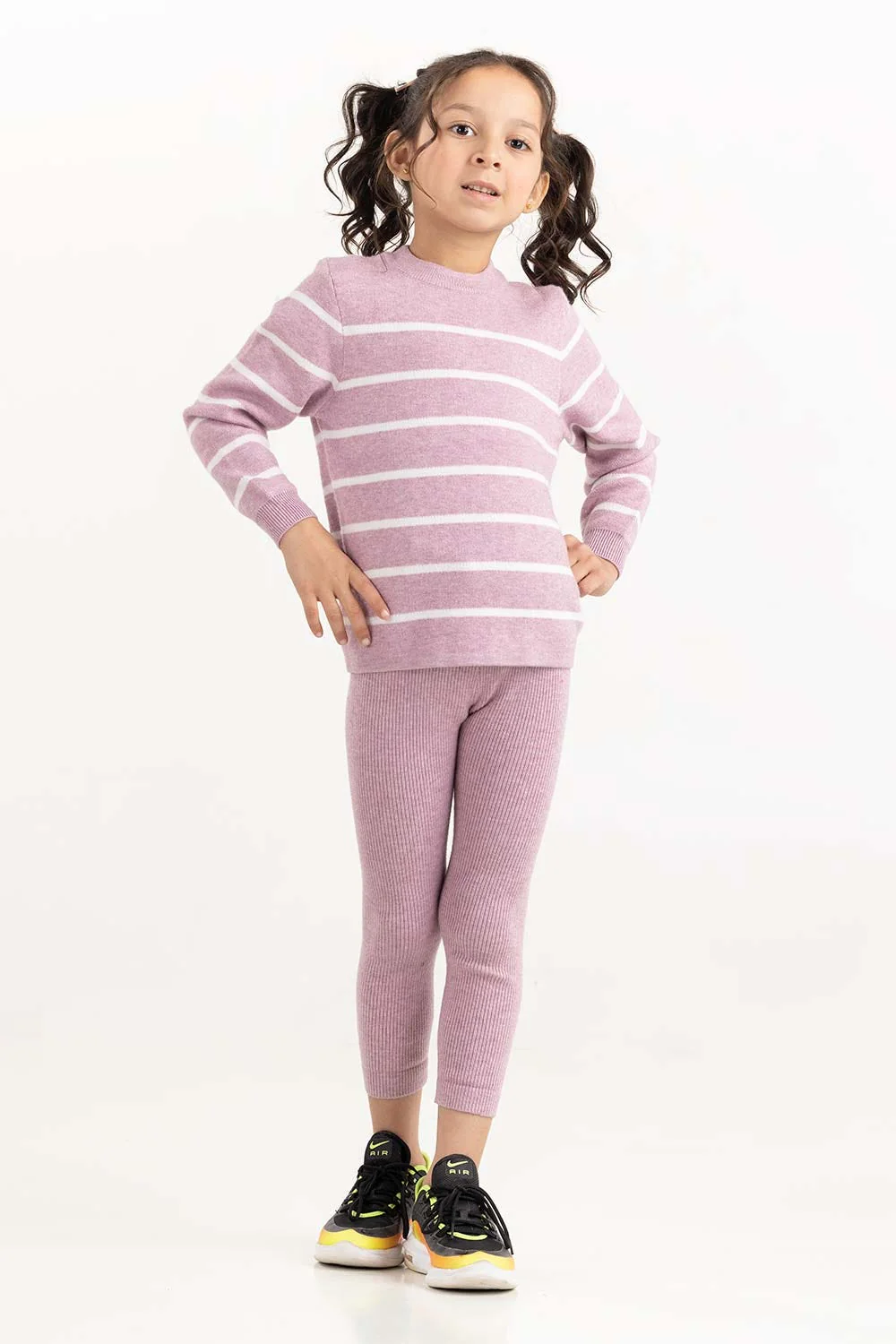Toddler Girl Purple Striped Sweater - Image 6