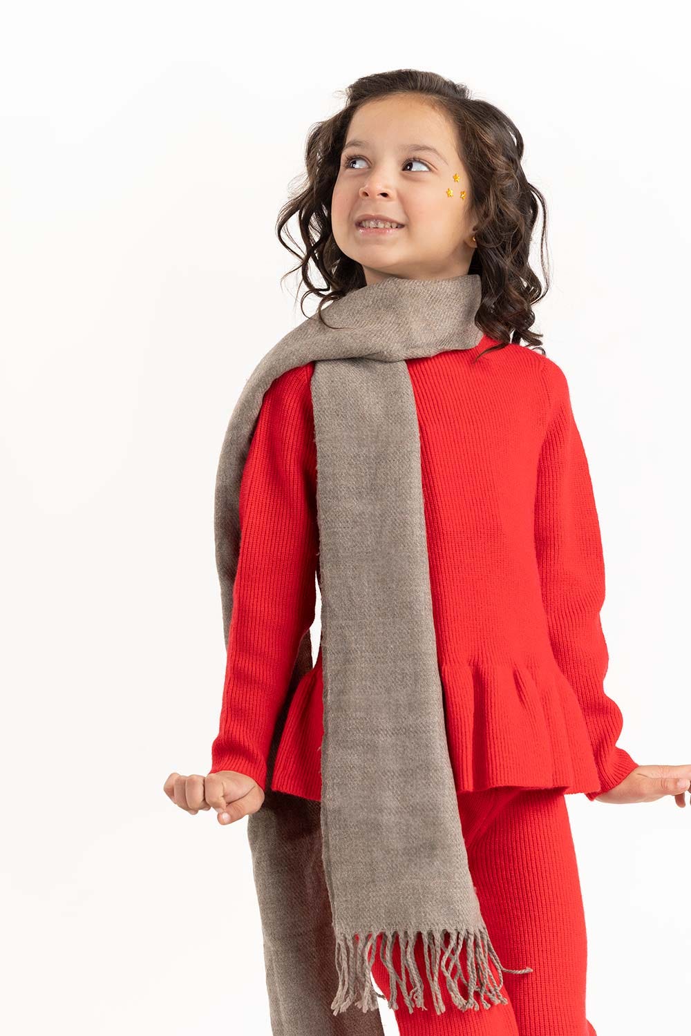 Toddler Girl Red Sweater With Round Neck - Image 2